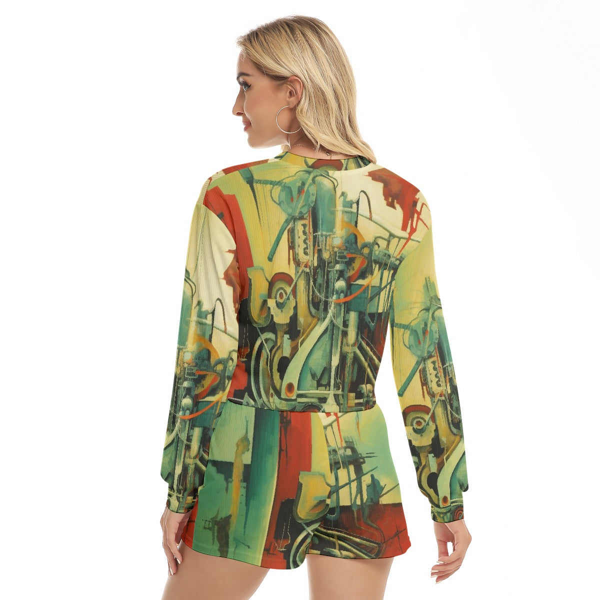 All-Over Print Women's Short Sweatshirt And Pants Suit