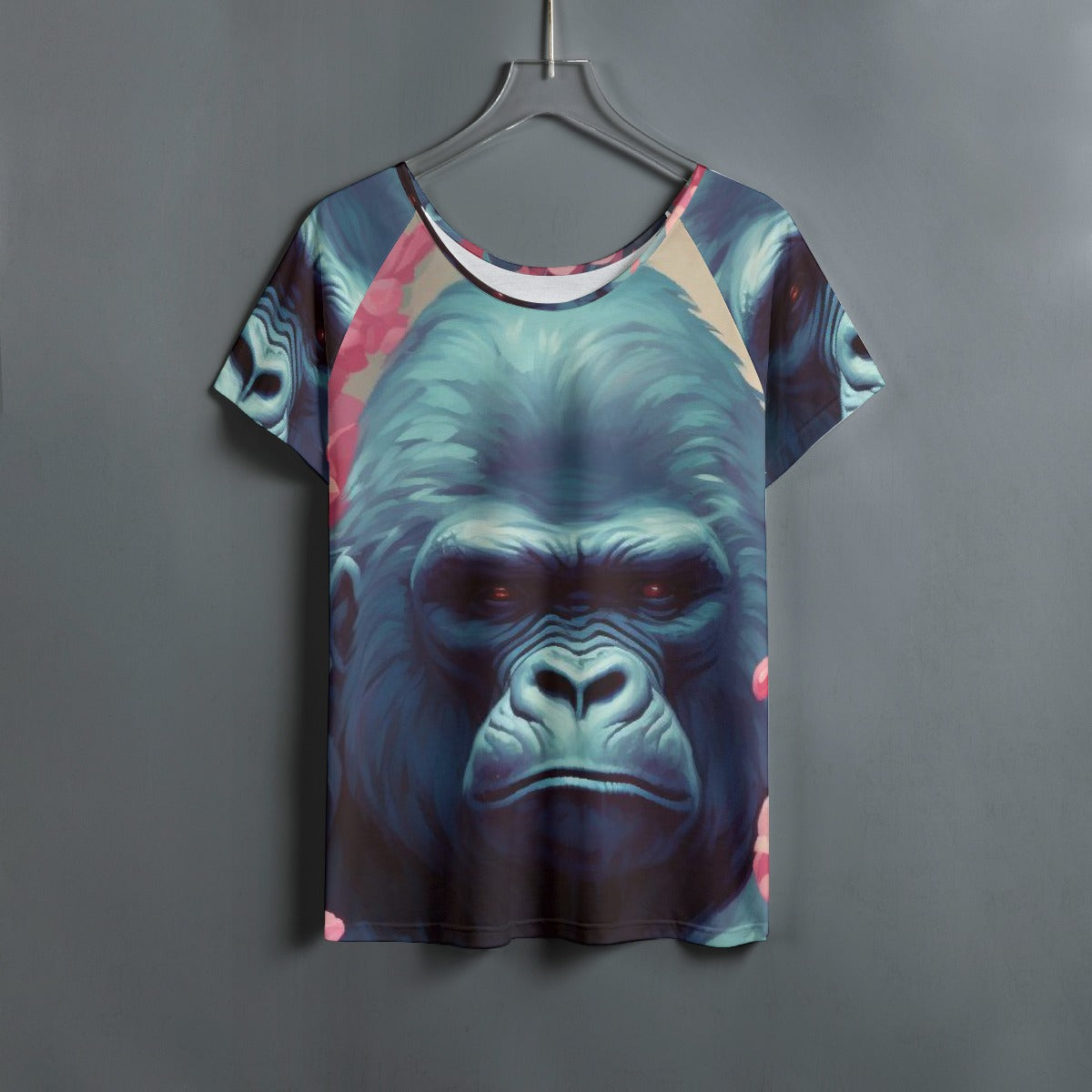 All-Over Print Women's Round Neck T-shirt With Raglan Sleeve
