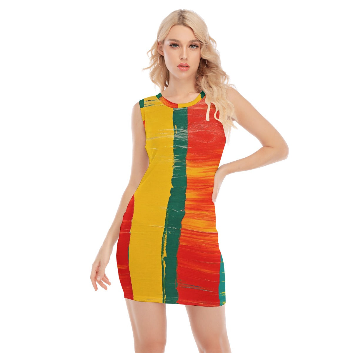 All-Over Print Women's O-neck Sleeveless Hip Skirt