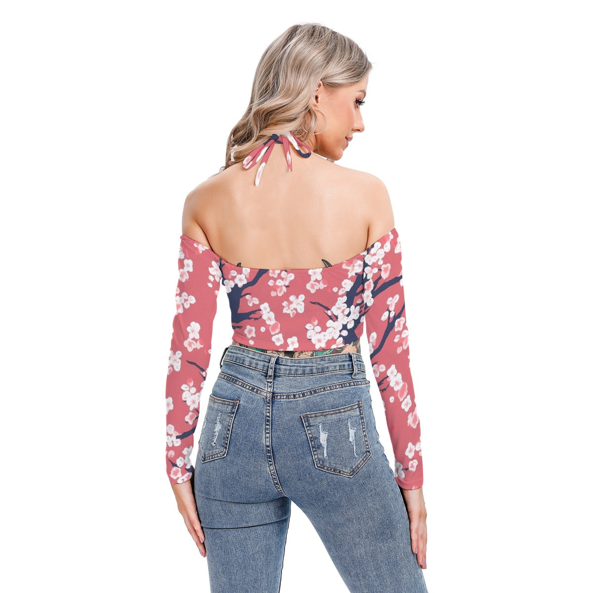 All-Over Print Women's Halter Lace-up Top