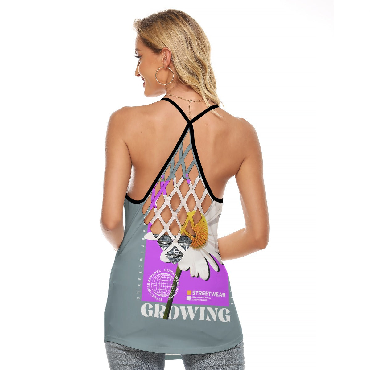 All-Over Print Women's Criss-Cross Open Back Tank Top