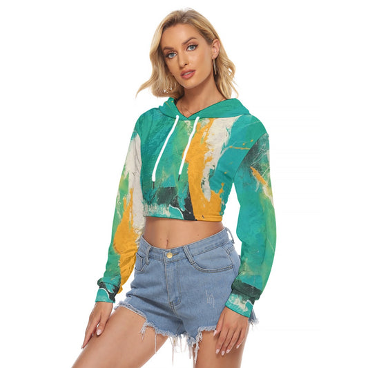 All-Over Print Women's Crop Top Hoodie|Velvet