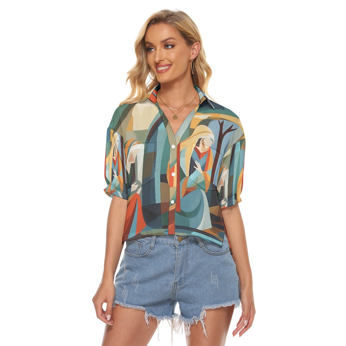 All-Over Print Women's V-neck Shirts