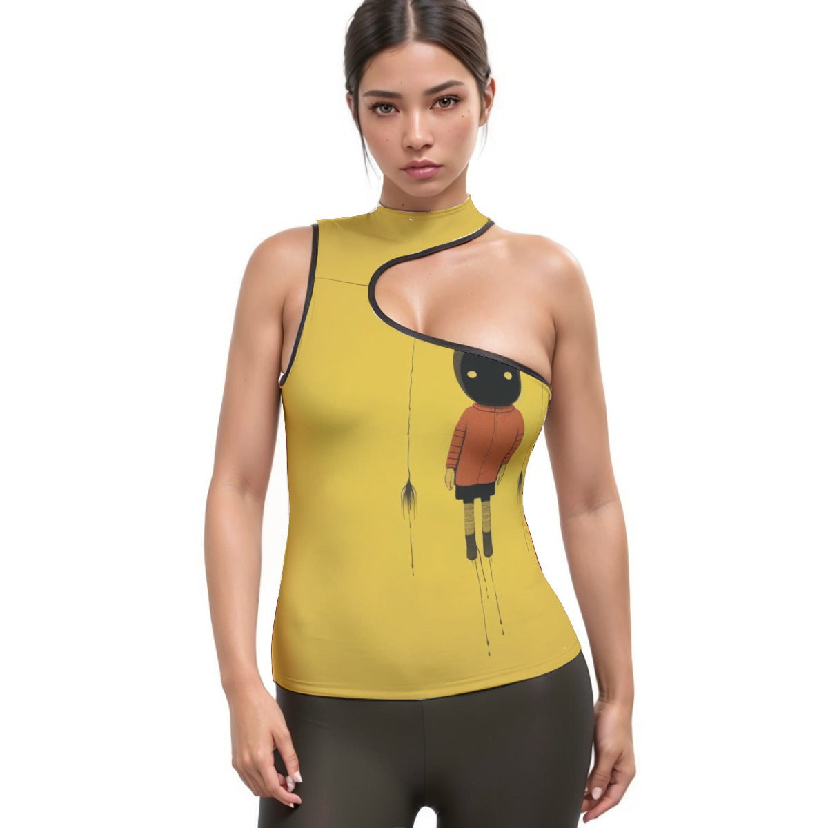 All-Over Print Women's Halter Sleeveless Asymmetrical Tank Top
