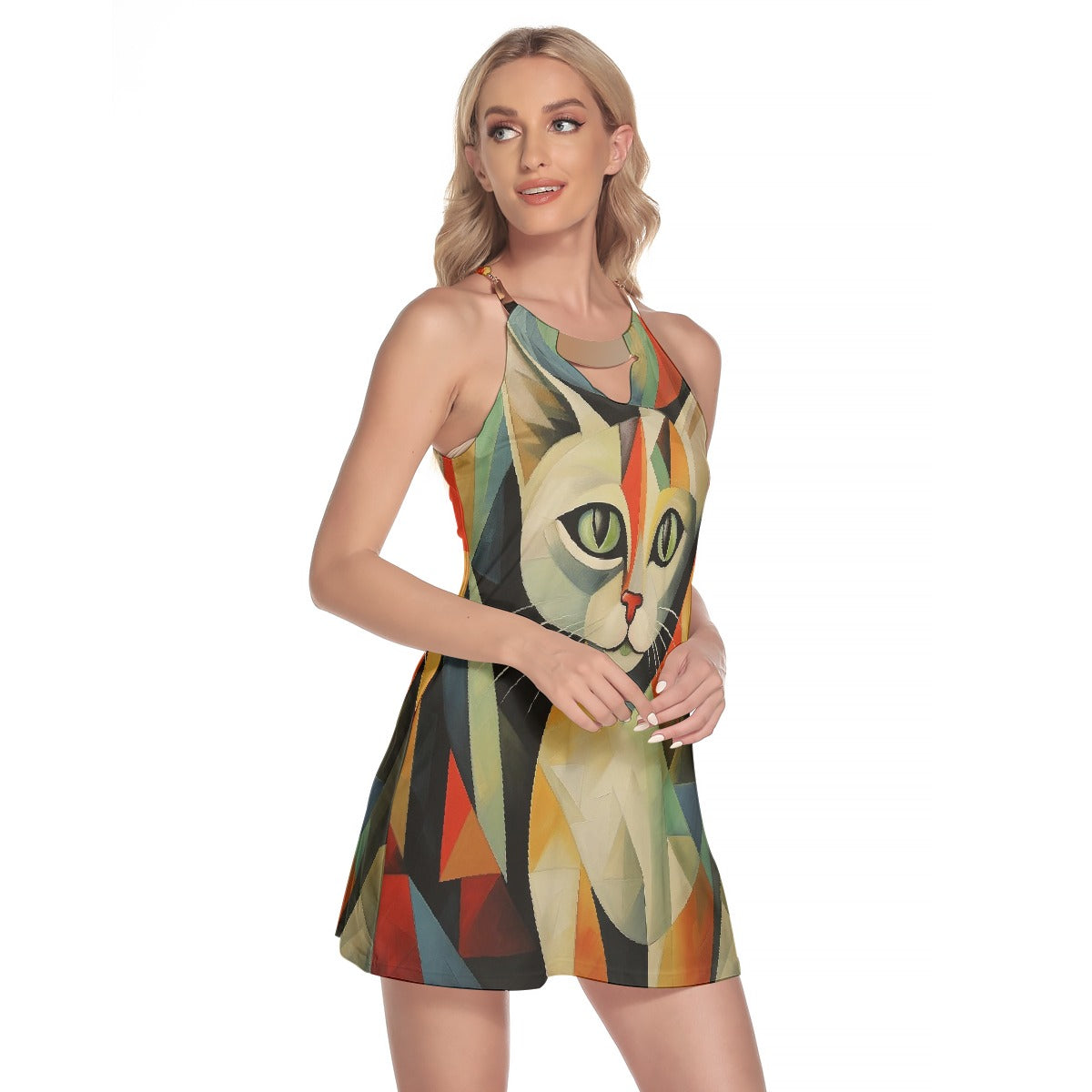 All-Over Print Women's Round Neck Above Knee Dress