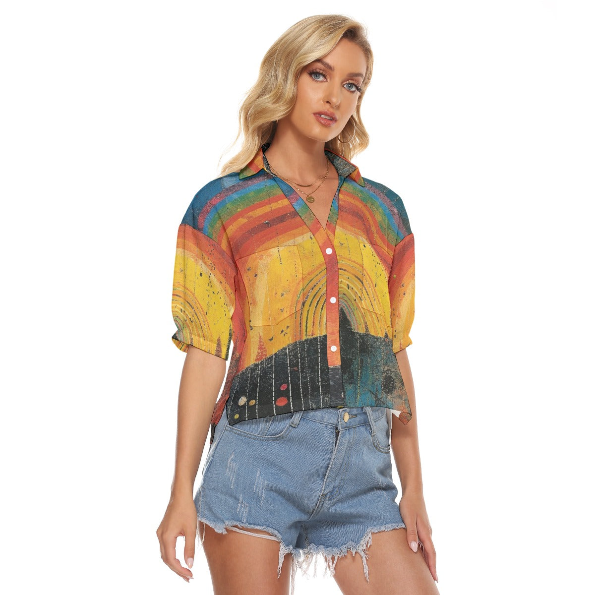 All-Over Print Women's V-neck Shirts