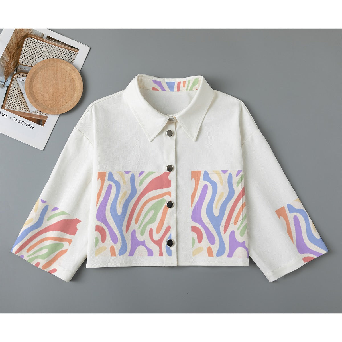 All-Over Print Women's Cropped Jacket | 245GSM Cotton