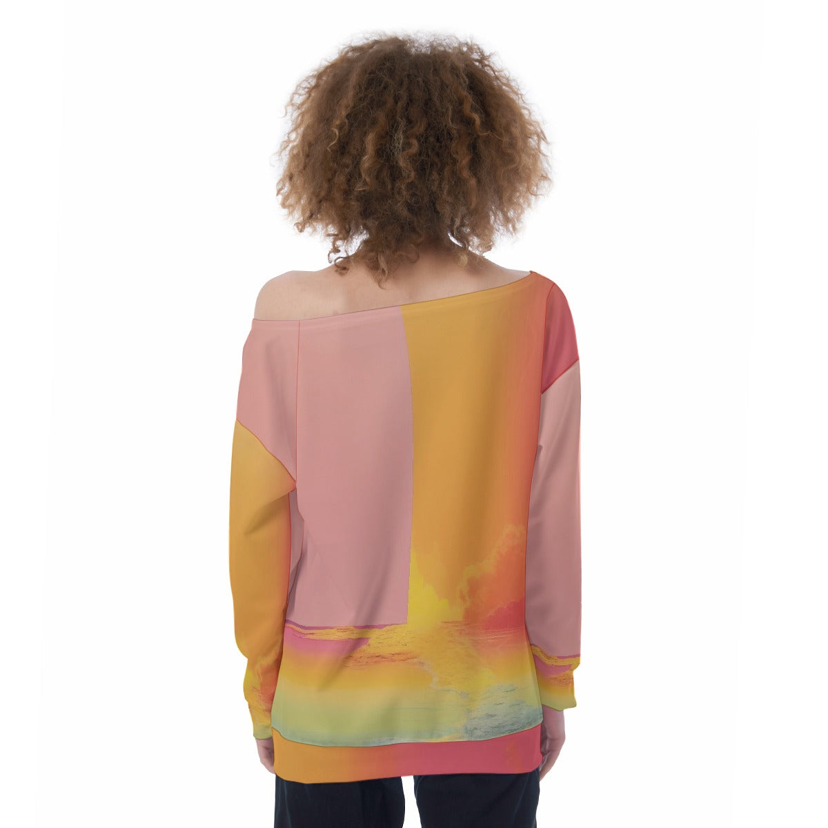 All-Over Print Oversized Women's Off-Shoulder Sweatshirt