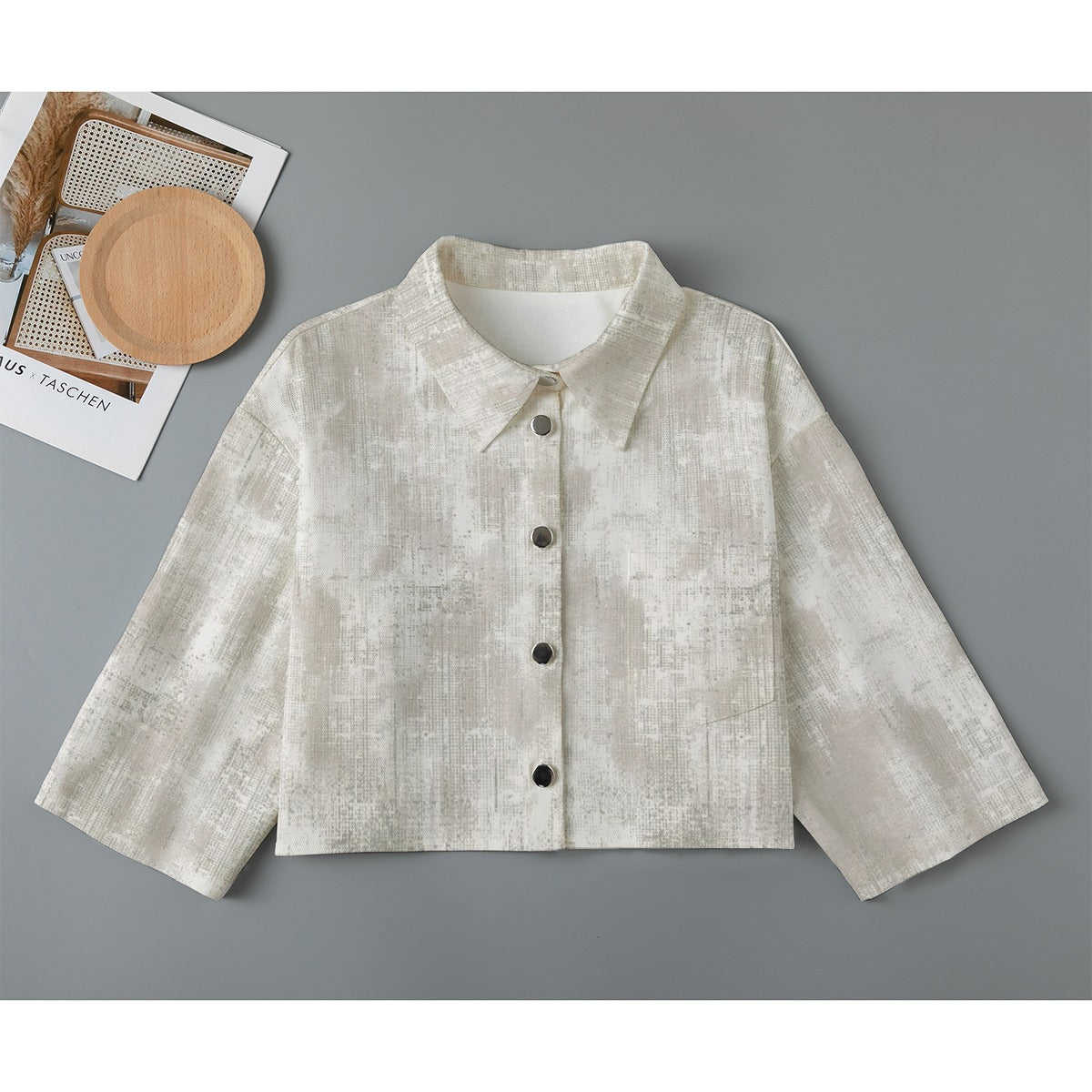 All-Over Print Women's Cropped Jacket | 245GSM Cotton