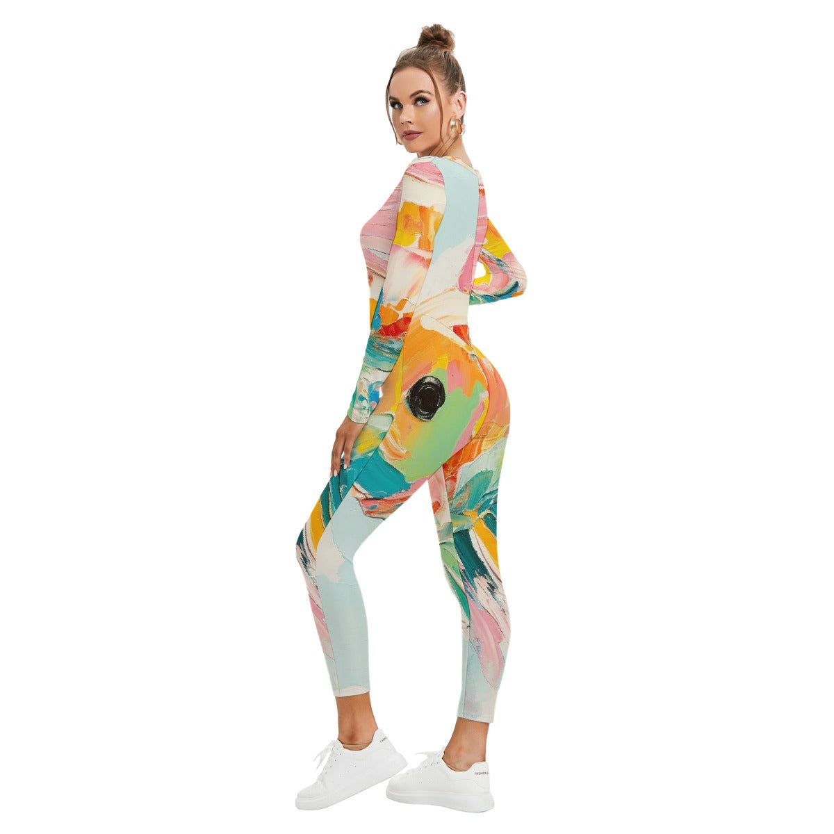 All-Over Print Women's Plunging Neck Jumpsuit