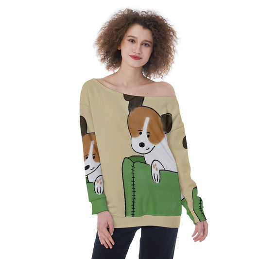 All-Over Print Oversized Women's Off-Shoulder Sweatshirt