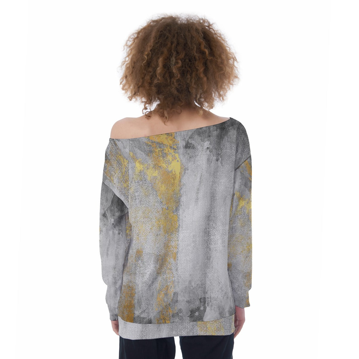 All-Over Print Oversized Women's Off-Shoulder Sweatshirt