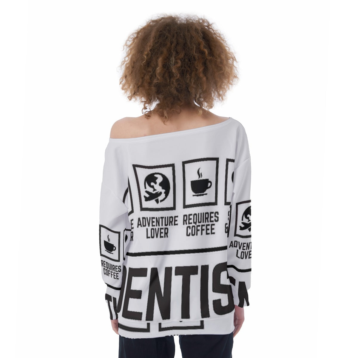 All-Over Print Oversized Women's Off-Shoulder Sweatshirt