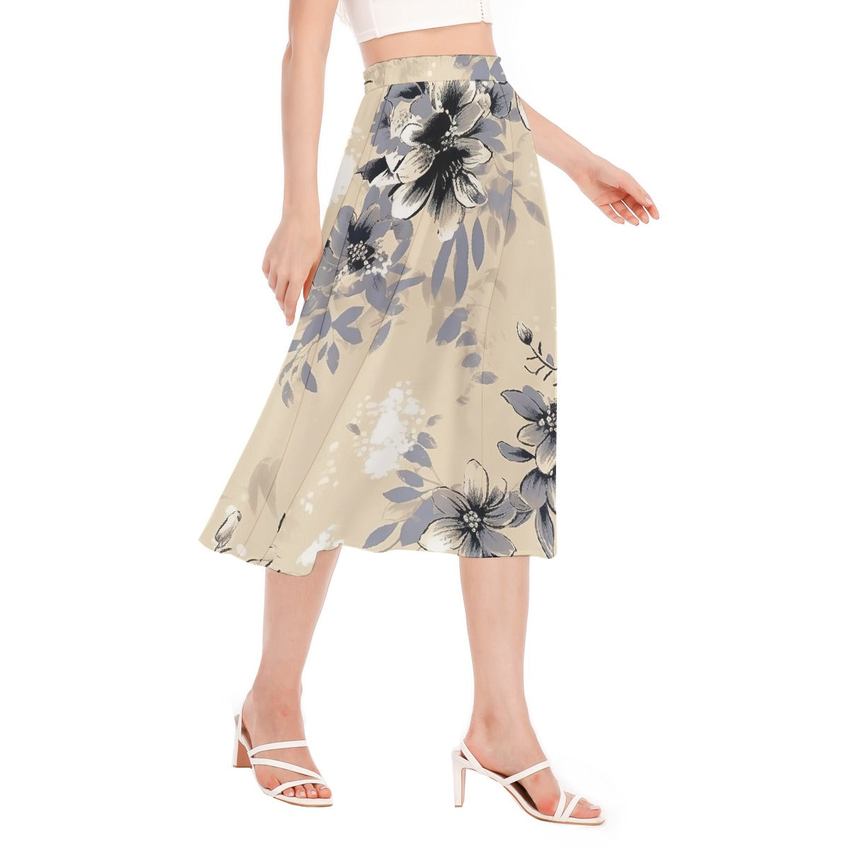 All-Over Print Women's Long Section Chiffon Skirt