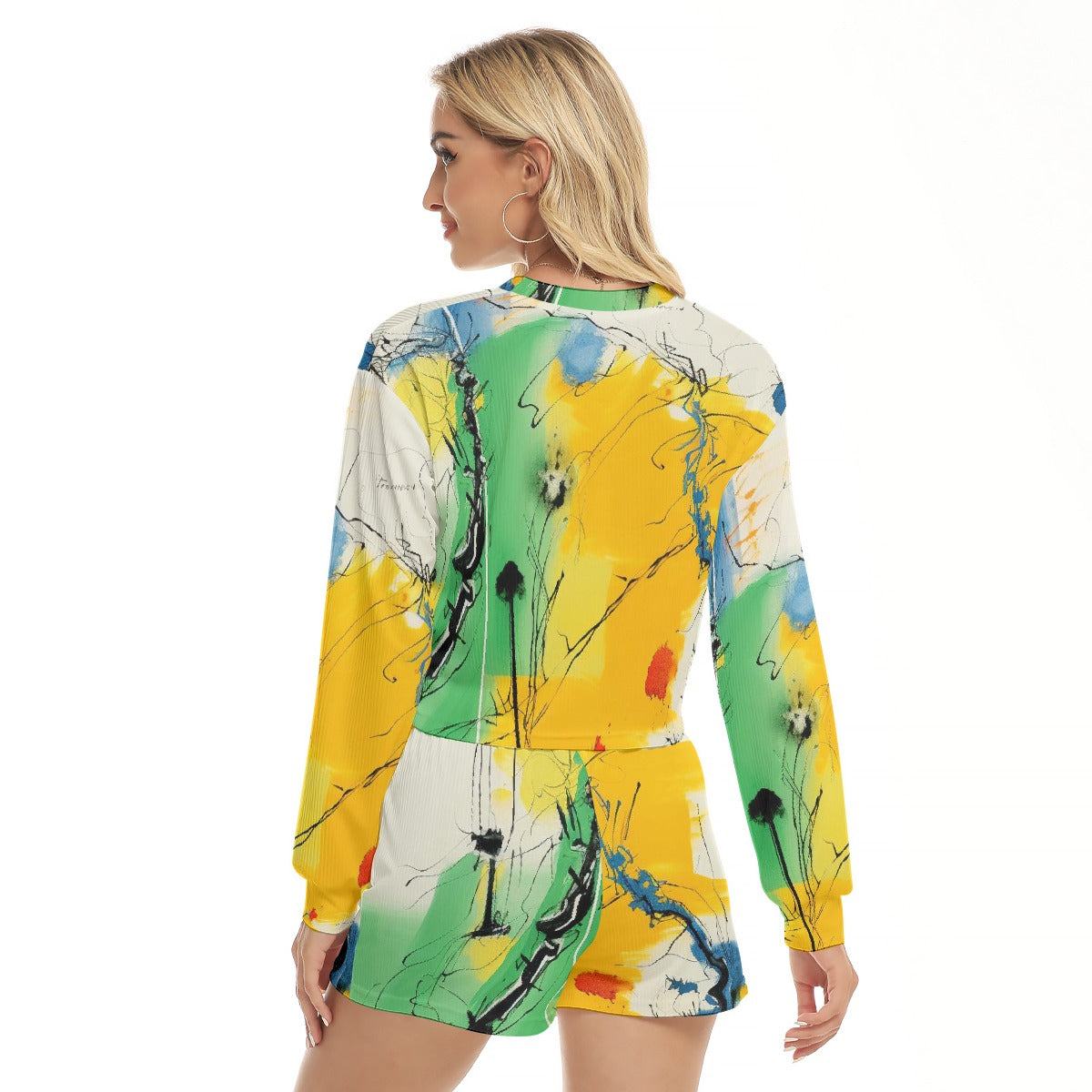 All-Over Print Women's Short Sweatshirt And Pants Suit