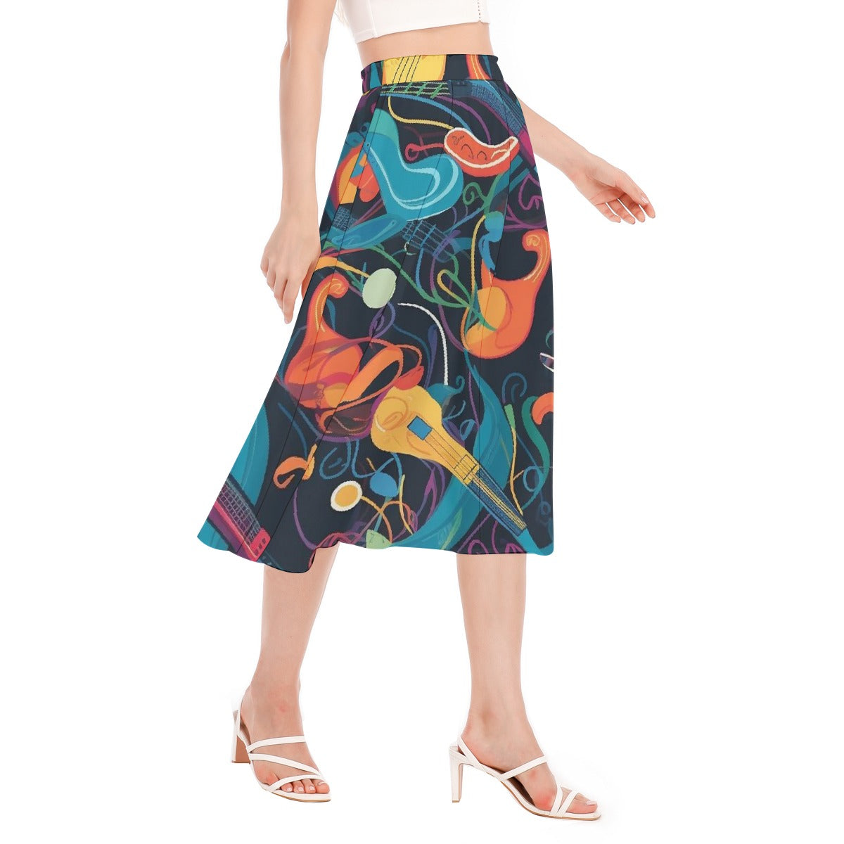 All-Over Print Women's Long Section Chiffon Skirt