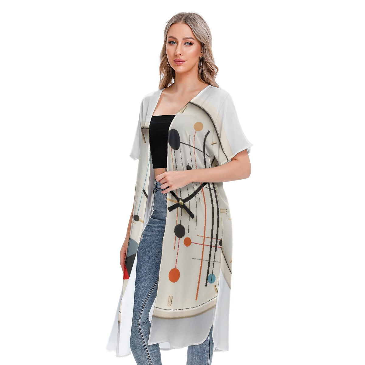 All-Over Print Women's Short Sleeve Cardigan
