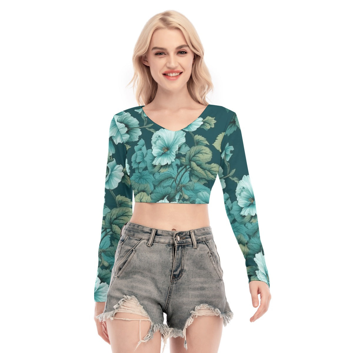 All-Over Print Women's Back Hollow T-shirt With Strap