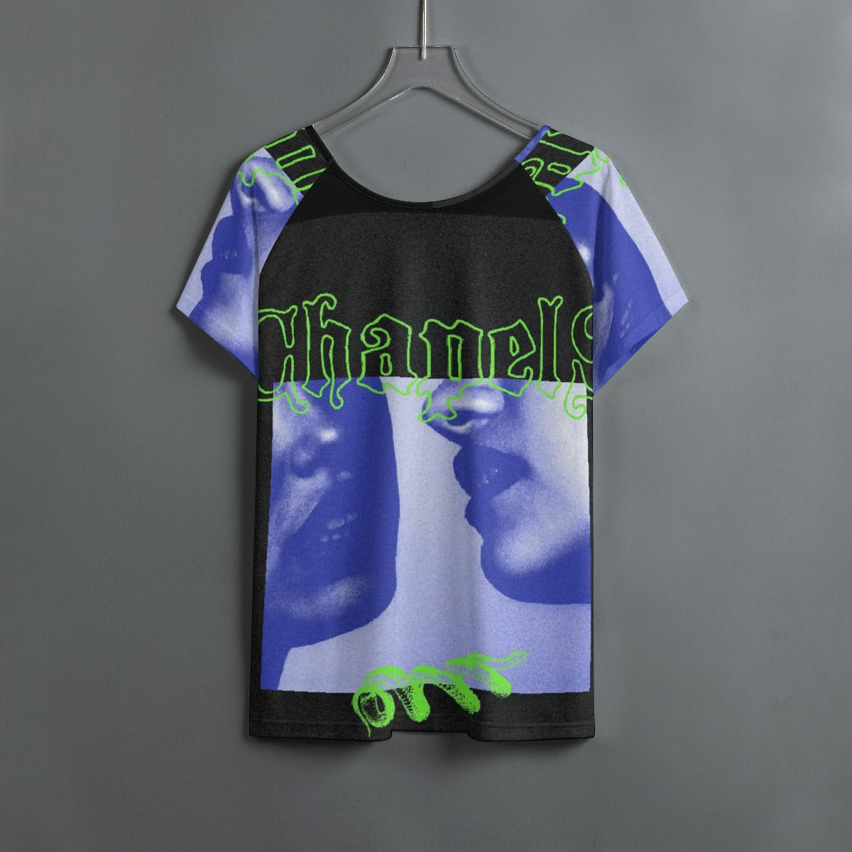 All-Over Print Women's Round Neck T-shirt With Raglan Sleeve