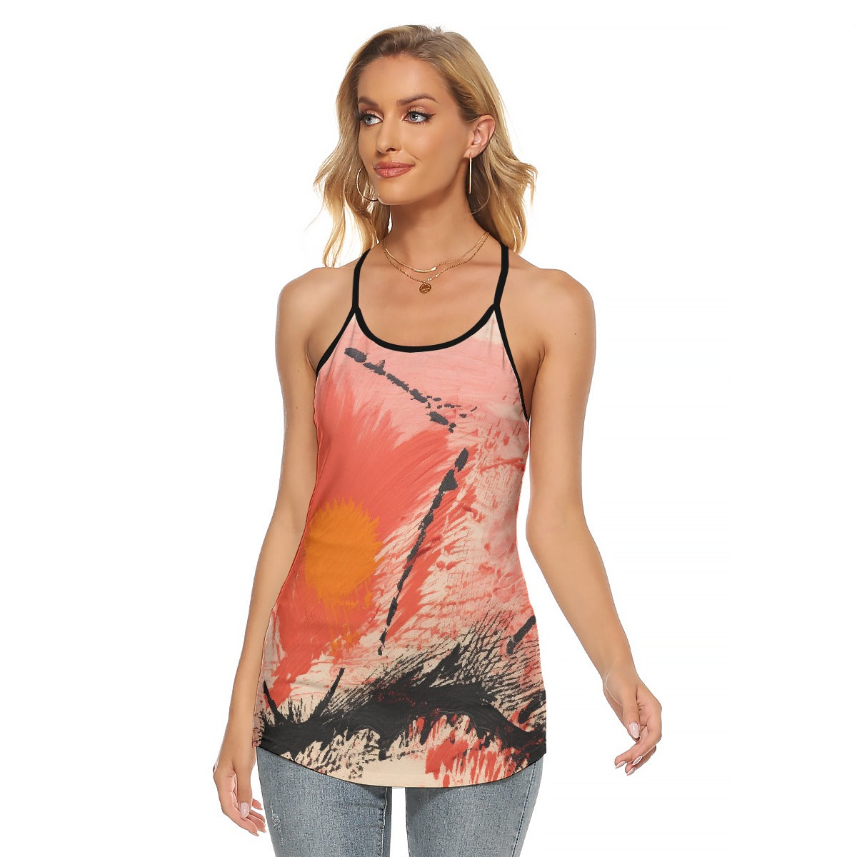 All-Over Print Women's Criss-Cross Open Back Tank Top