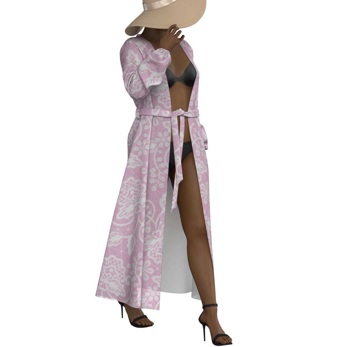 All-Over Print Women's Lace-up Chiffon Robe