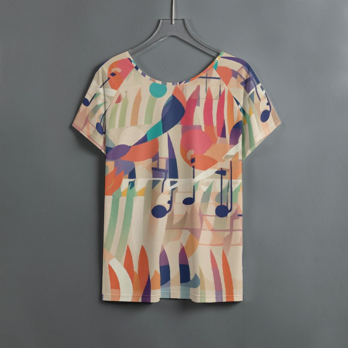 All-Over Print Women's Round Neck T-shirt With Raglan Sleeve