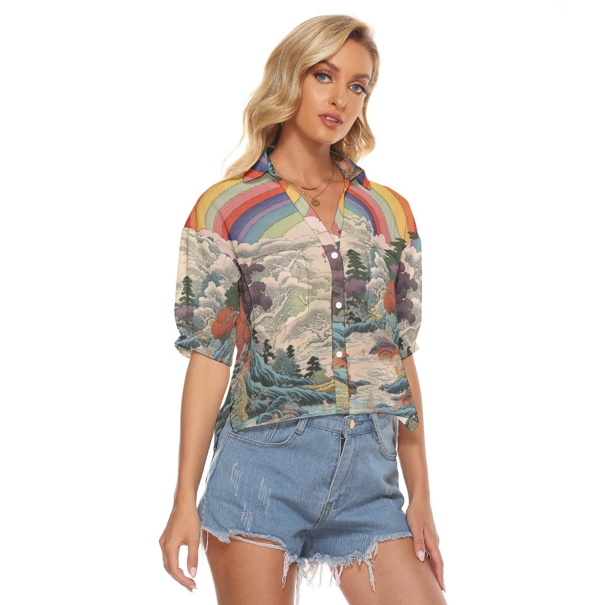 All-Over Print Women's V-neck Shirts