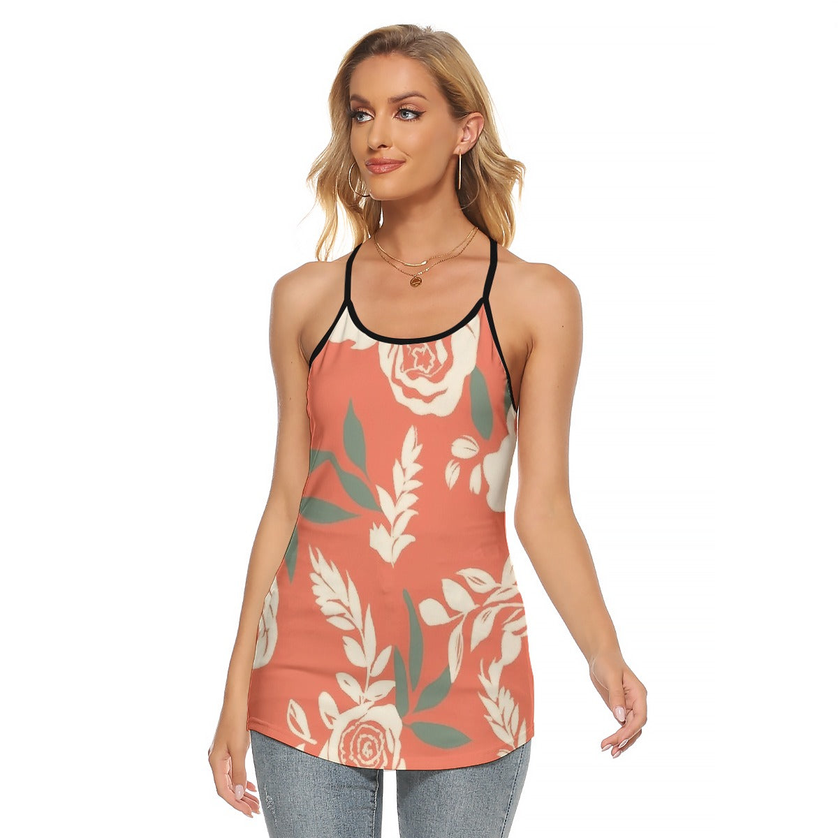 All-Over Print Women's Criss-Cross Open Back Tank Top