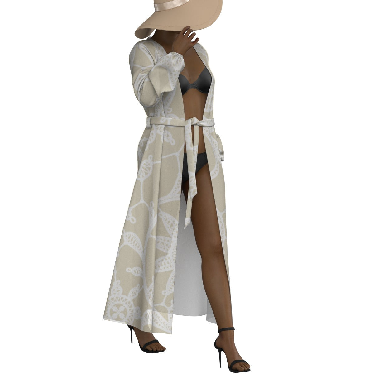 All-Over Print Women's Lace-up Chiffon Robe