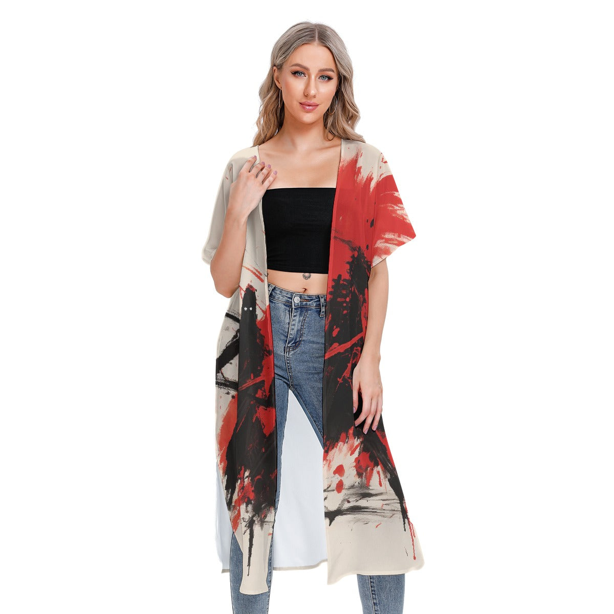 All-Over Print Women's Short Sleeve Cardigan