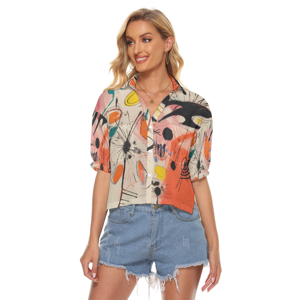 All-Over Print Women's V-neck Shirts