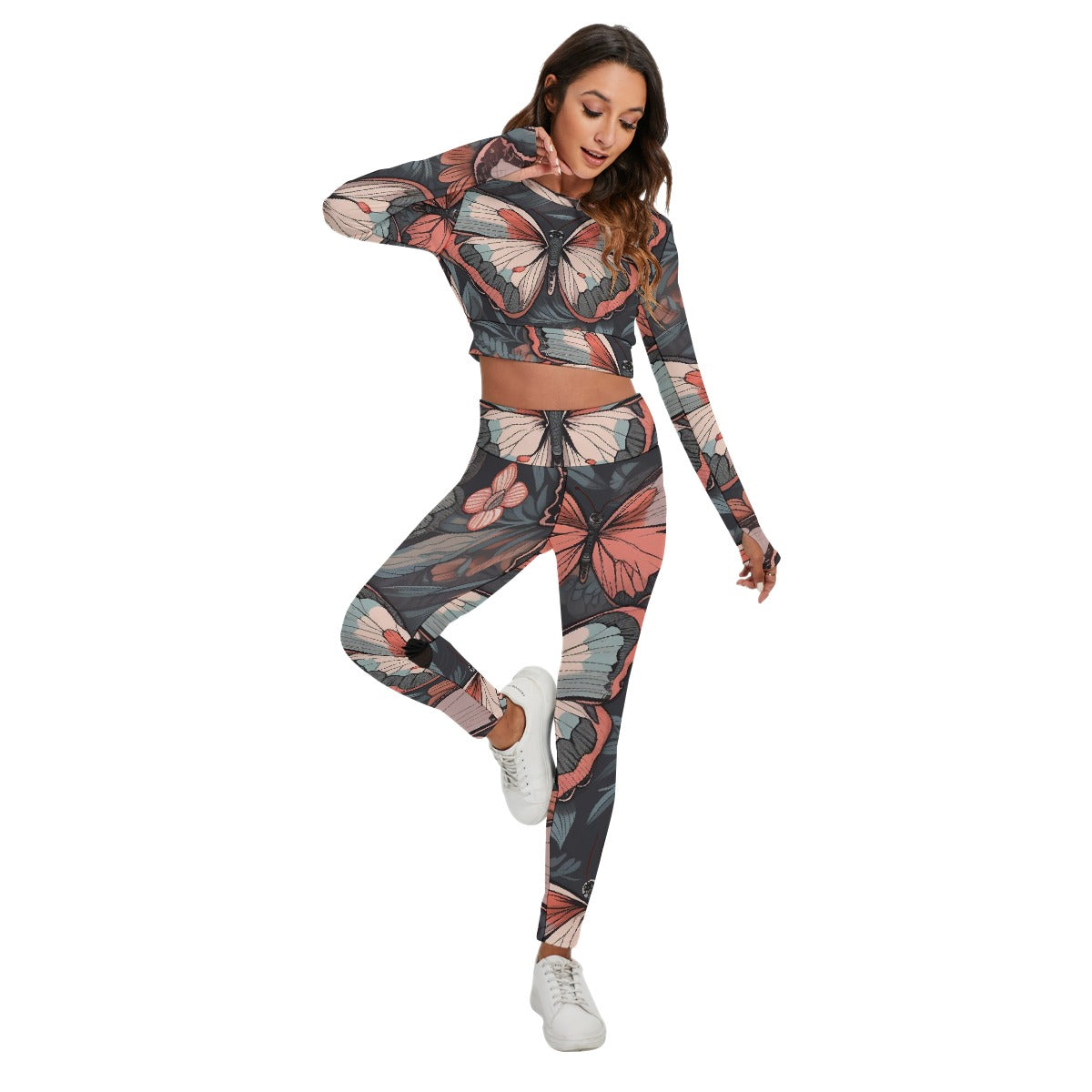 All-Over Print Women's Sport Set With Backless Top And Leggings