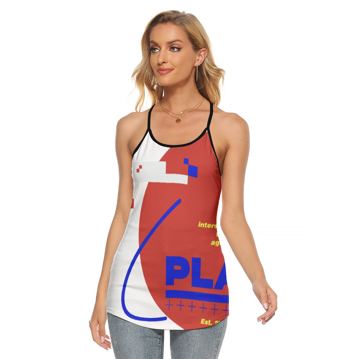 All-Over Print Women's Criss-Cross Open Back Tank Top