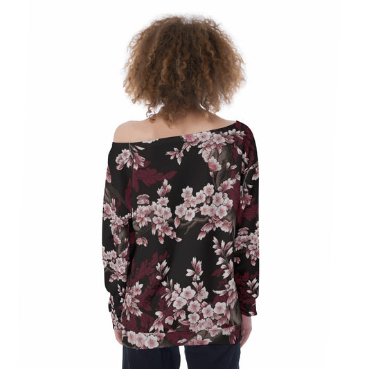 All-Over Print Oversized Women's Off-Shoulder Sweatshirt