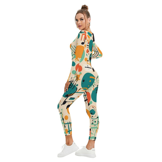 All-Over Print Women's Plunging Neck Jumpsuit