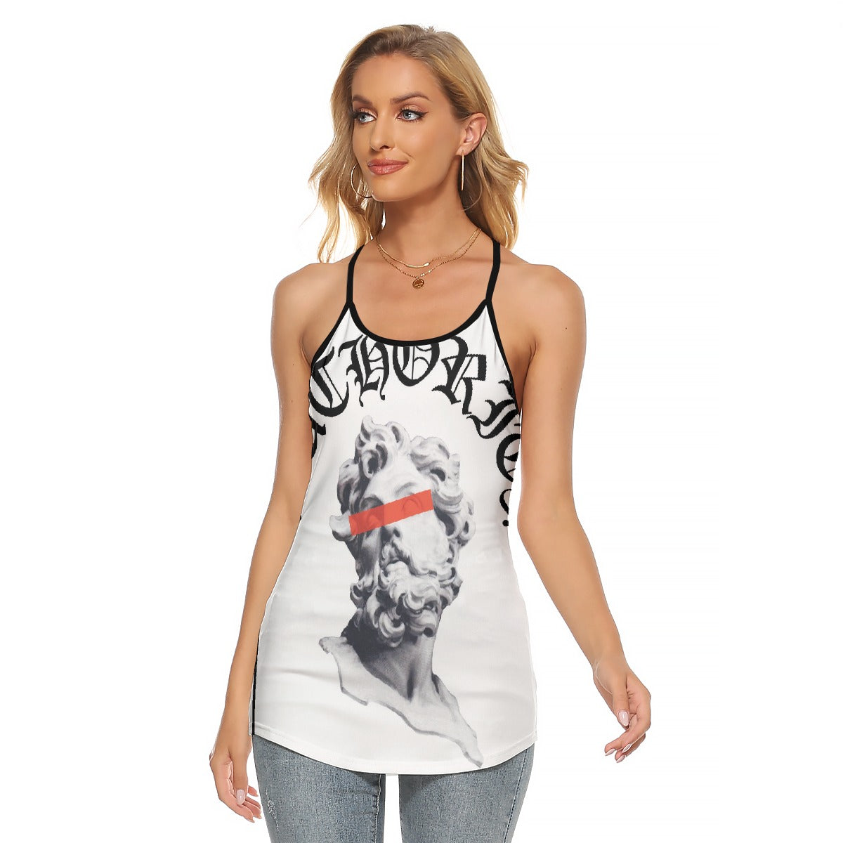 All-Over Print Women's Criss-Cross Open Back Tank Top