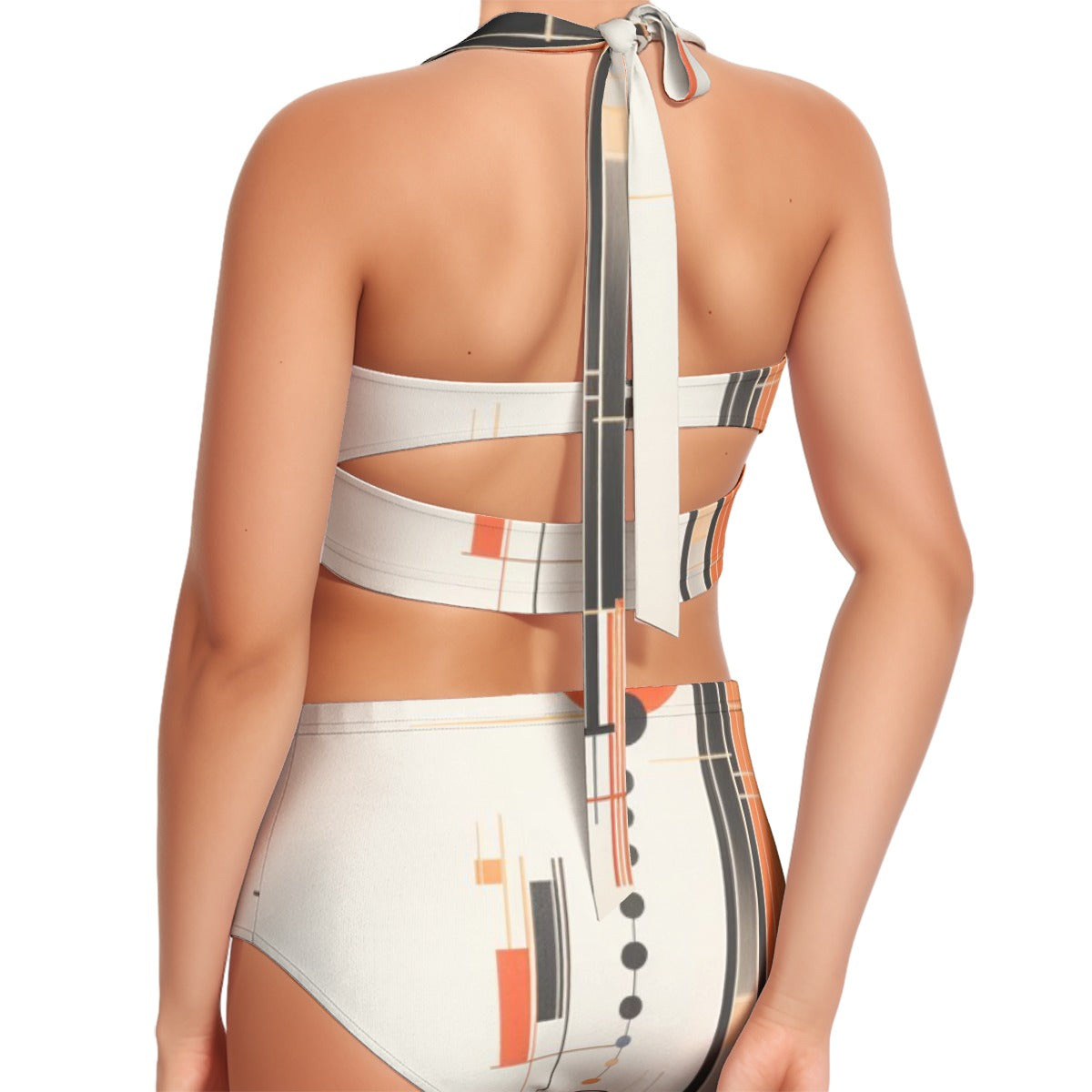 All-Over Print Women's Swimsuit Set With Halter