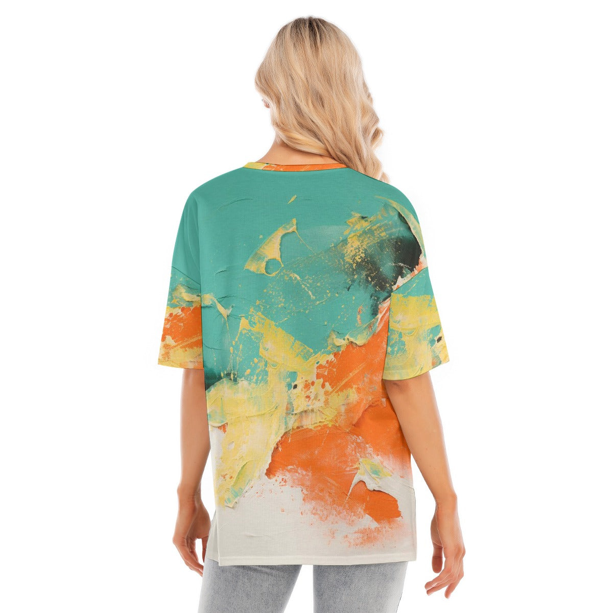 All-Over Print Women's Short Sleeves T-shirt With Hem Split