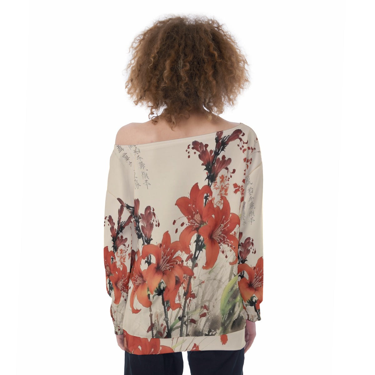 All-Over Print Oversized Women's Off-Shoulder Sweatshirt