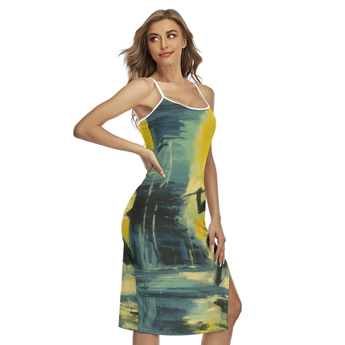 All-Over Print Women's Back Cross Cami Dress