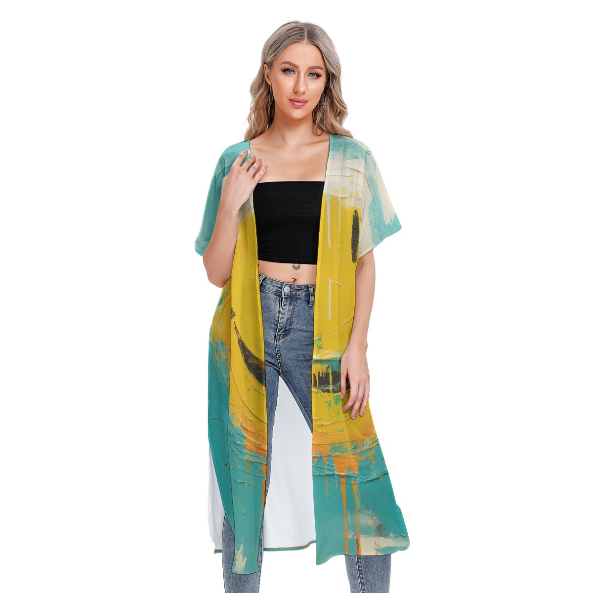 All-Over Print Women's Short Sleeve Cardigan