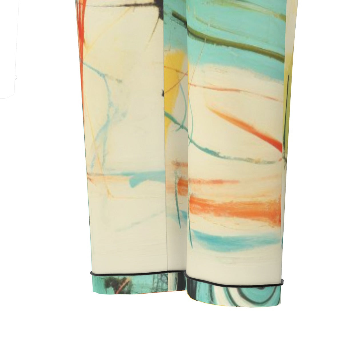 All-Over Print Women's Long Sleeve Pajama Set With Black Contrast Piping