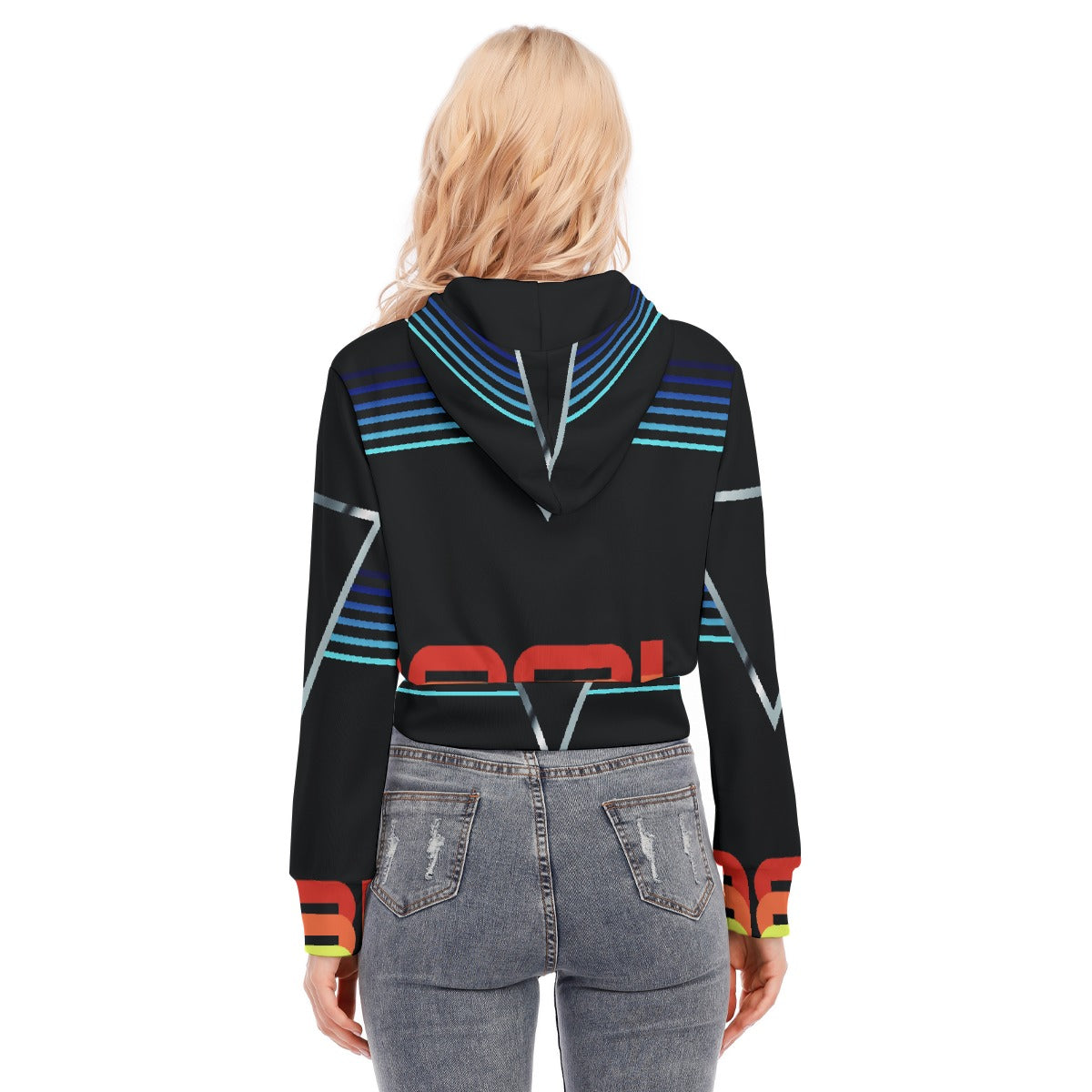 All-Over Print Women's Crop Top Hoodie With Zipper Closure