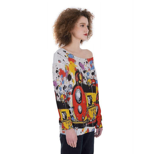 All-Over Print Oversized Women's Off-Shoulder Sweatshirt