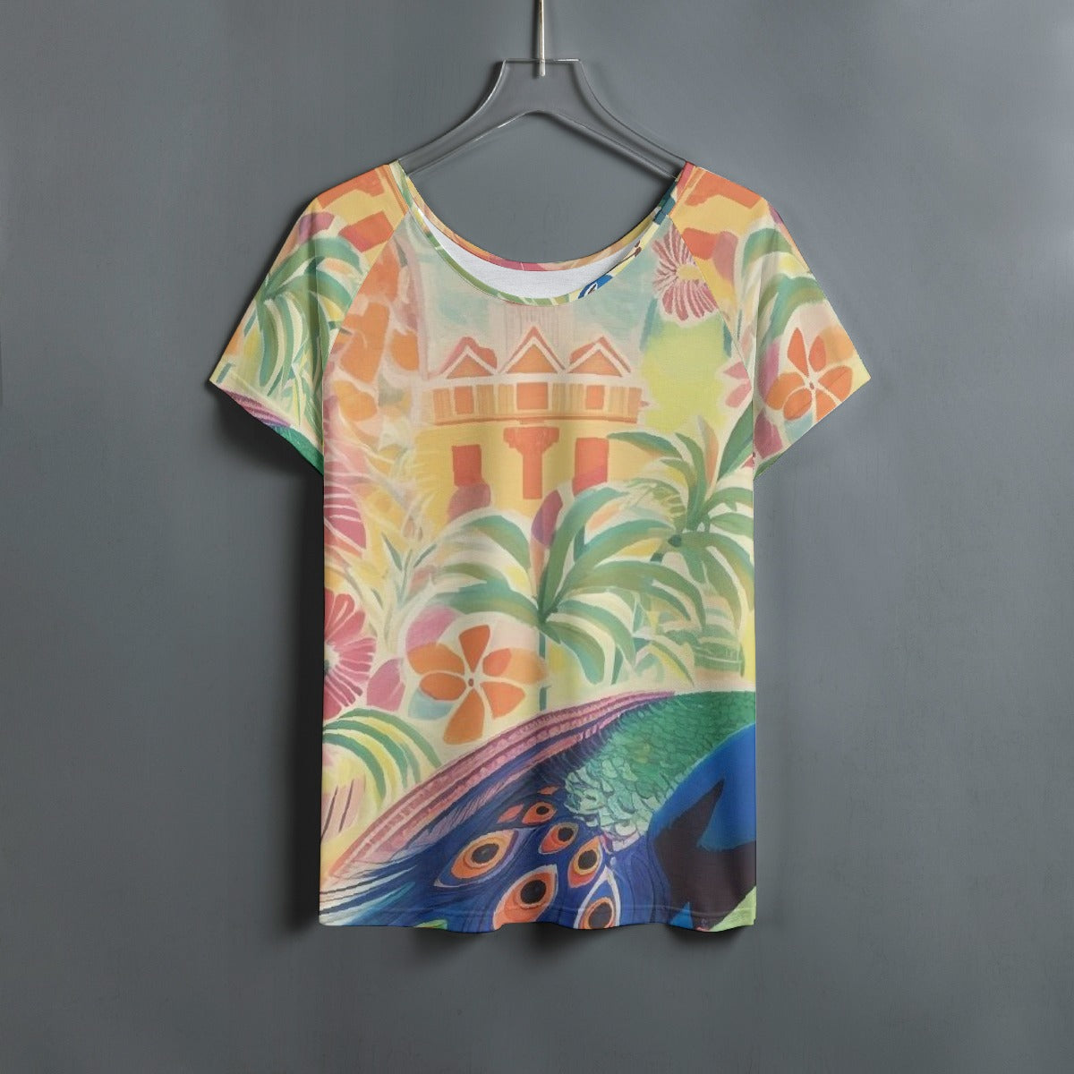 All-Over Print Women's Round Neck T-shirt With Raglan Sleeve