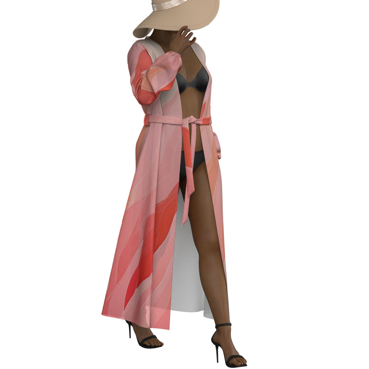 All-Over Print Women's Lace-up Chiffon Robe