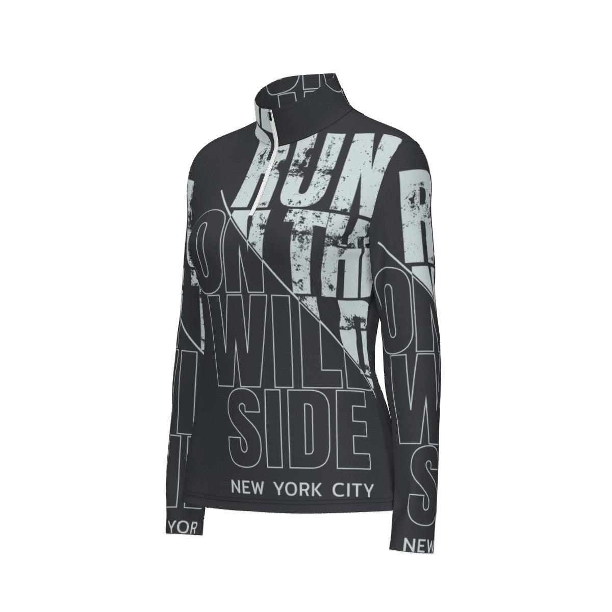 All-Over Print Women's Sports Collar Jersey With Long Sleeve