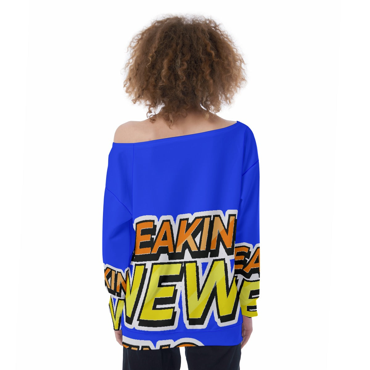 All-Over Print Oversized Women's Off-Shoulder Sweatshirt