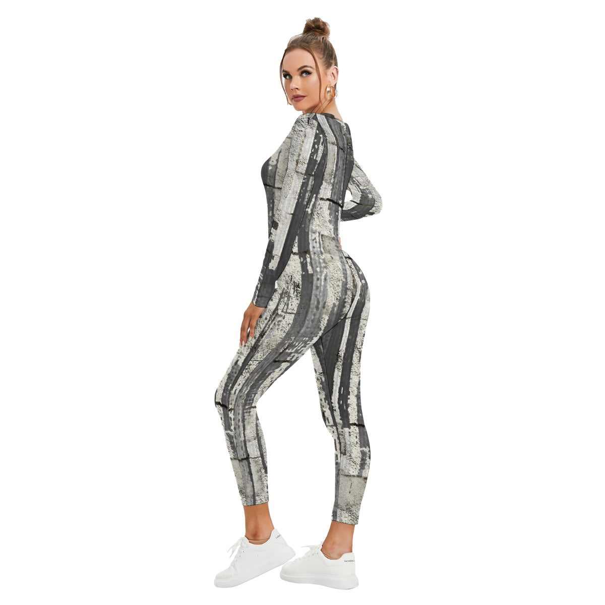 All-Over Print Women's Plunging Neck Jumpsuit