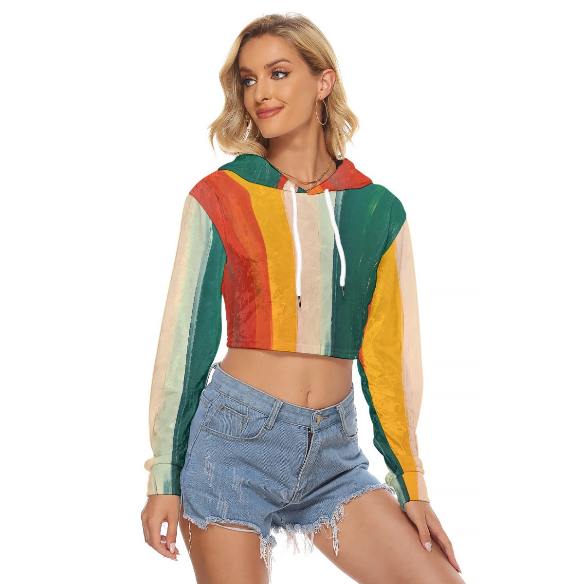 All-Over Print Women's Crop Top Hoodie|Velvet